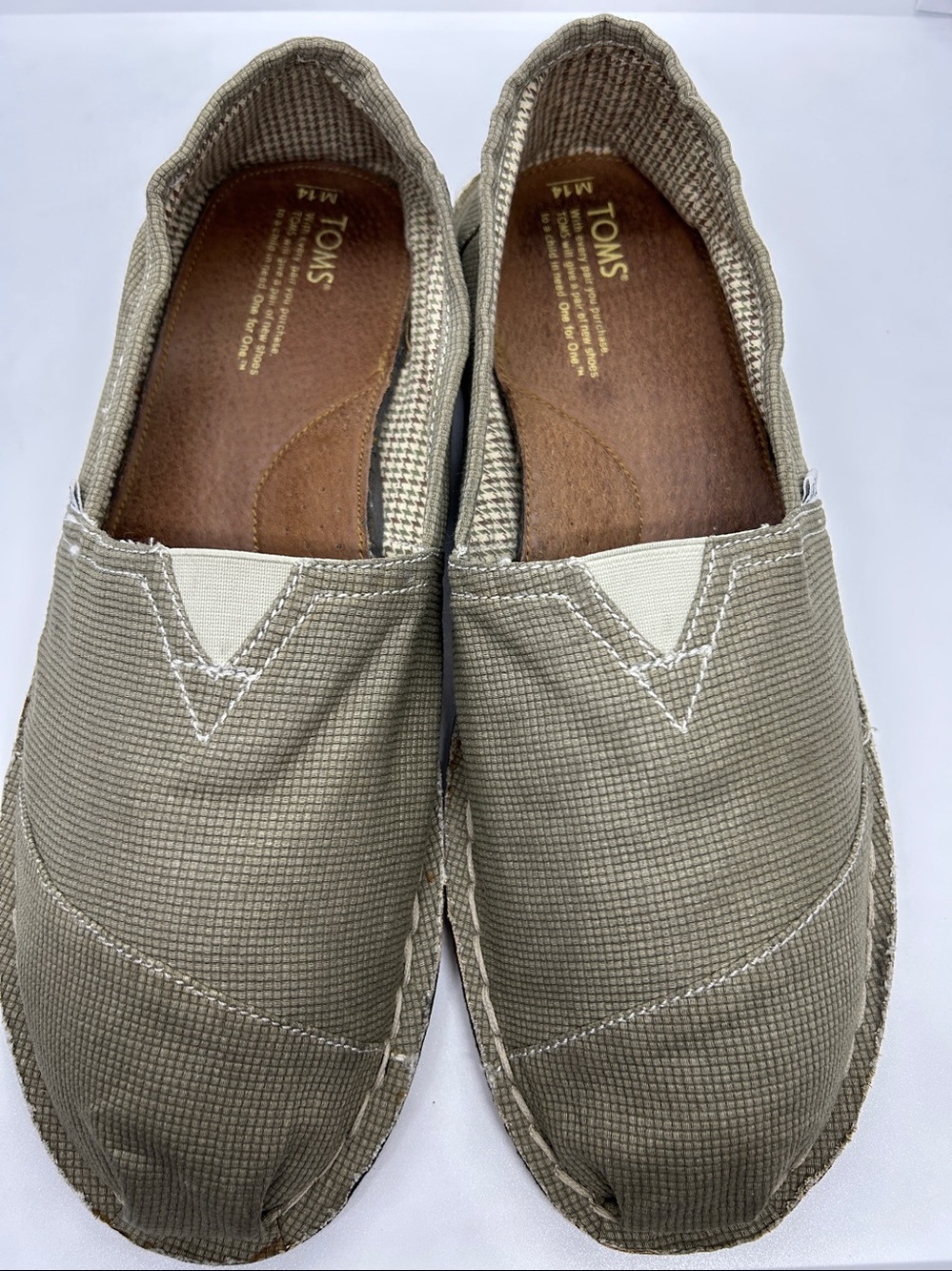 Toms Men's Slip-On Canvas Loafers In Olive Green Men Size 14